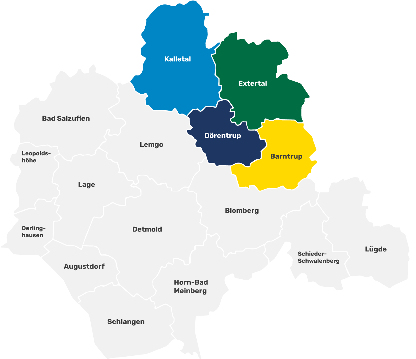Karte LEADER-Region Nordlippe 2023